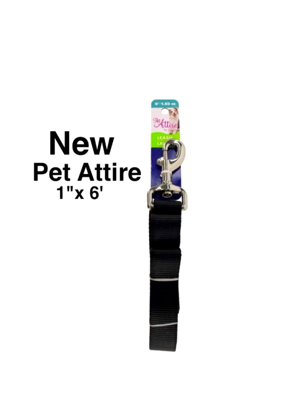 New Pet Attire by Coastal 1" x 6' Black Dog Leash, Large 6' Leash with tags ⭐️⭐️